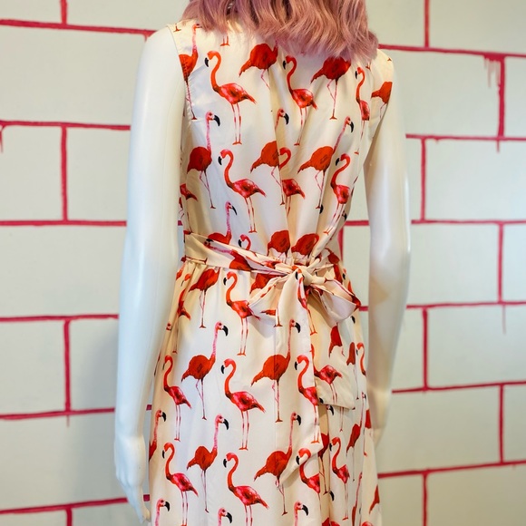 Whimsical A-Line Button Down Flamingo Print Dress 🦩 - Picture 6 of 8